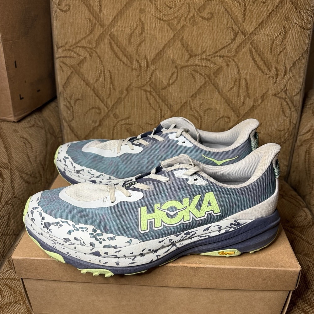 Hoka One One Speedgoat 6 Mens Size 14D Gray Green Running Walking Shoes Sneakers